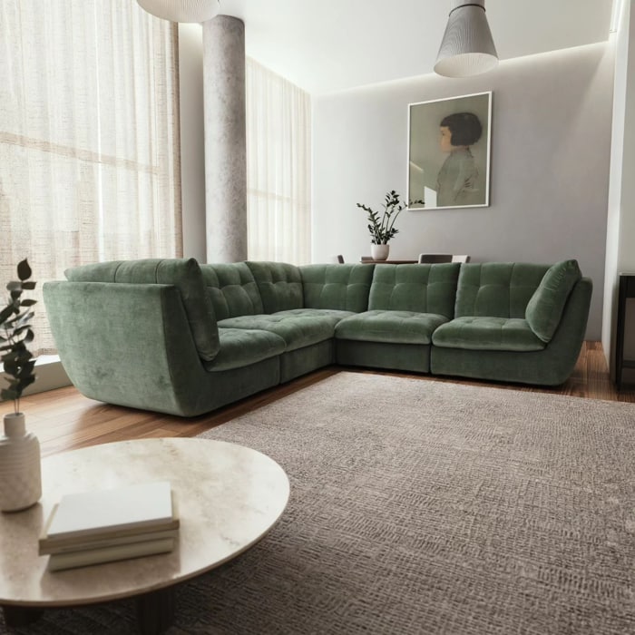 Green L Shaped Sofa