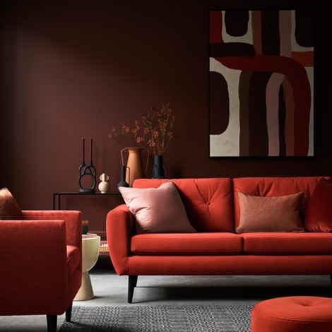 Orange Velvet Custom Sofa