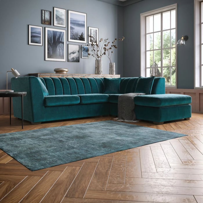 Sea Blue L Shaped Sofa