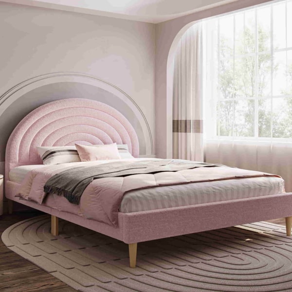 pink upholstered bed
