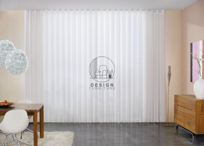 white motorized curtains