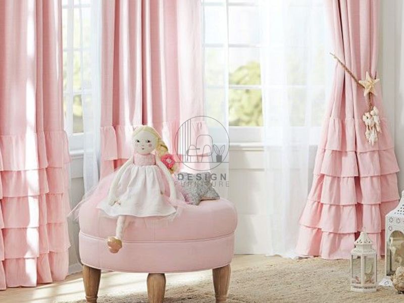 Pink color blackout curtains for girls room