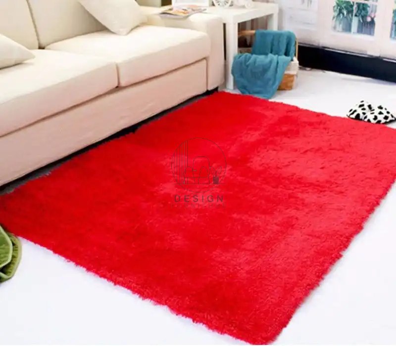 Red color shaggy rugs