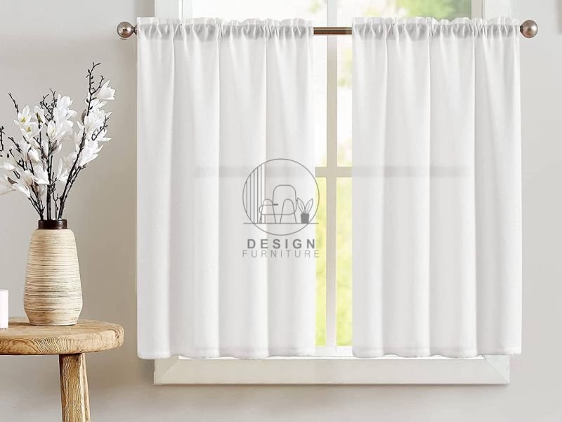 White color short blackout curtains