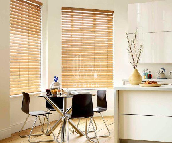 dinning with wooden blinds