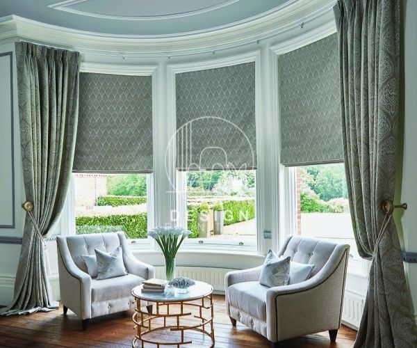 Sofa and curtain with roman blinds dubai