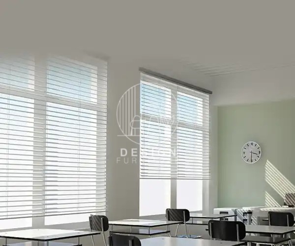 Tables with office blinds