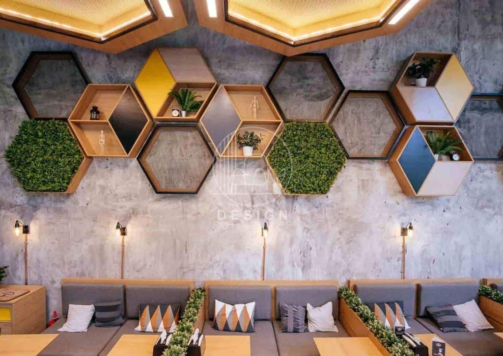 Sculptural Wood Fins Create An Eye-Catching Interior For This Restaurant