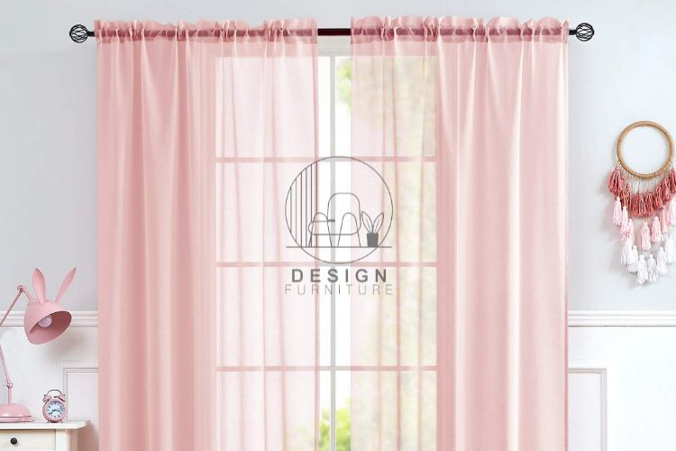 Pink color sheer curtains