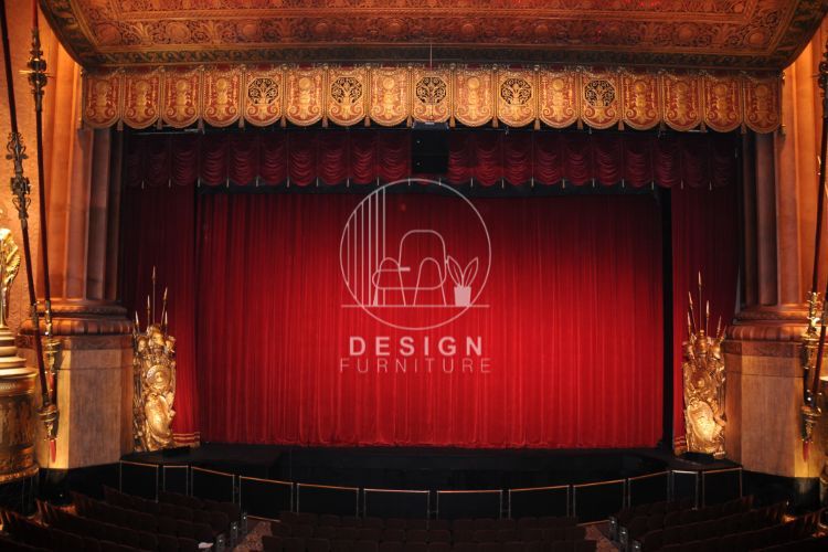 Red color curtains in Theater