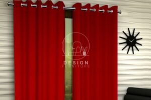 Red curtains Dubai in zig zag designs