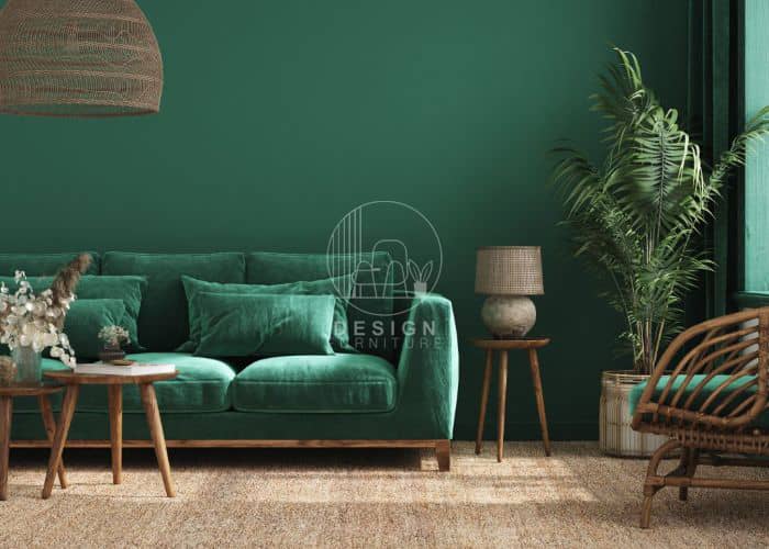 Green Customized Sofa With Green Wall