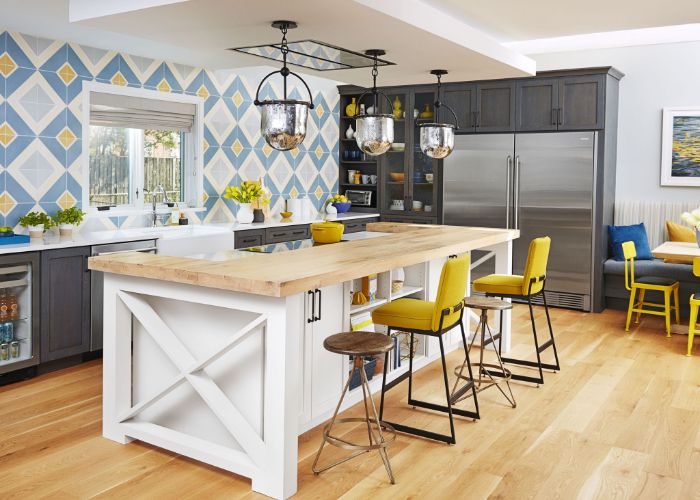 Best kitchen interior with new designs of wallpaper