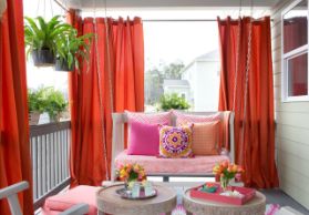red color outdoor curtains