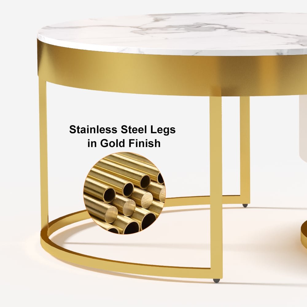 Nesnesis Round Nesting Coffee Table in Sintered Stone with White Sintered Wood Drawers - Image 10
