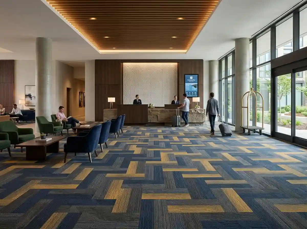Hard-wearing nylon carpet tiles for high-traffic areas