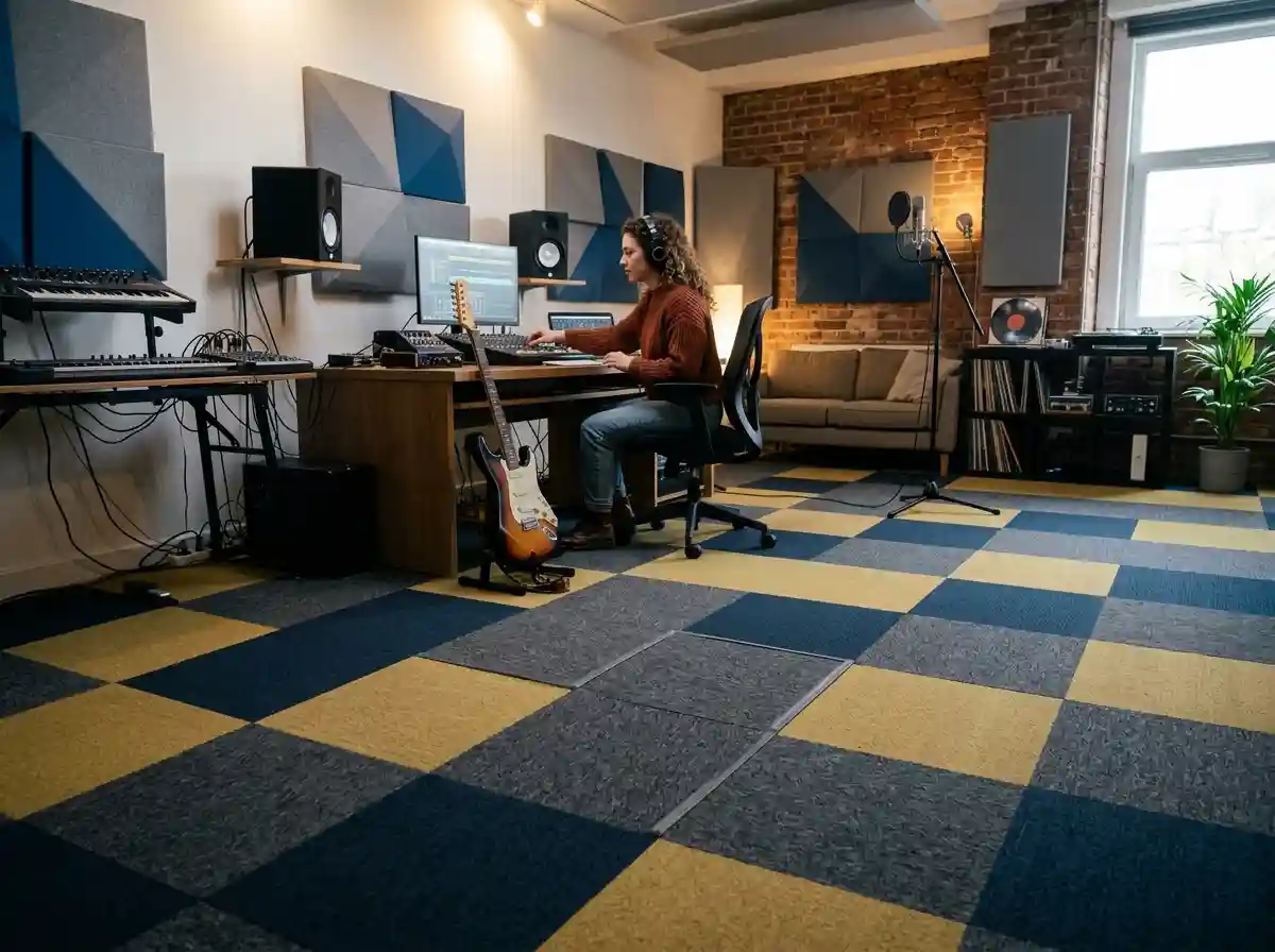 Carpet tiles fitted in a creative studio in Dubai