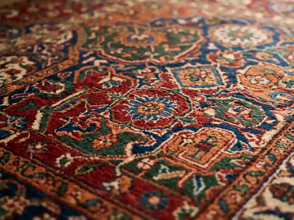 Exotic pattern outdoor carpet in bold decorative colours