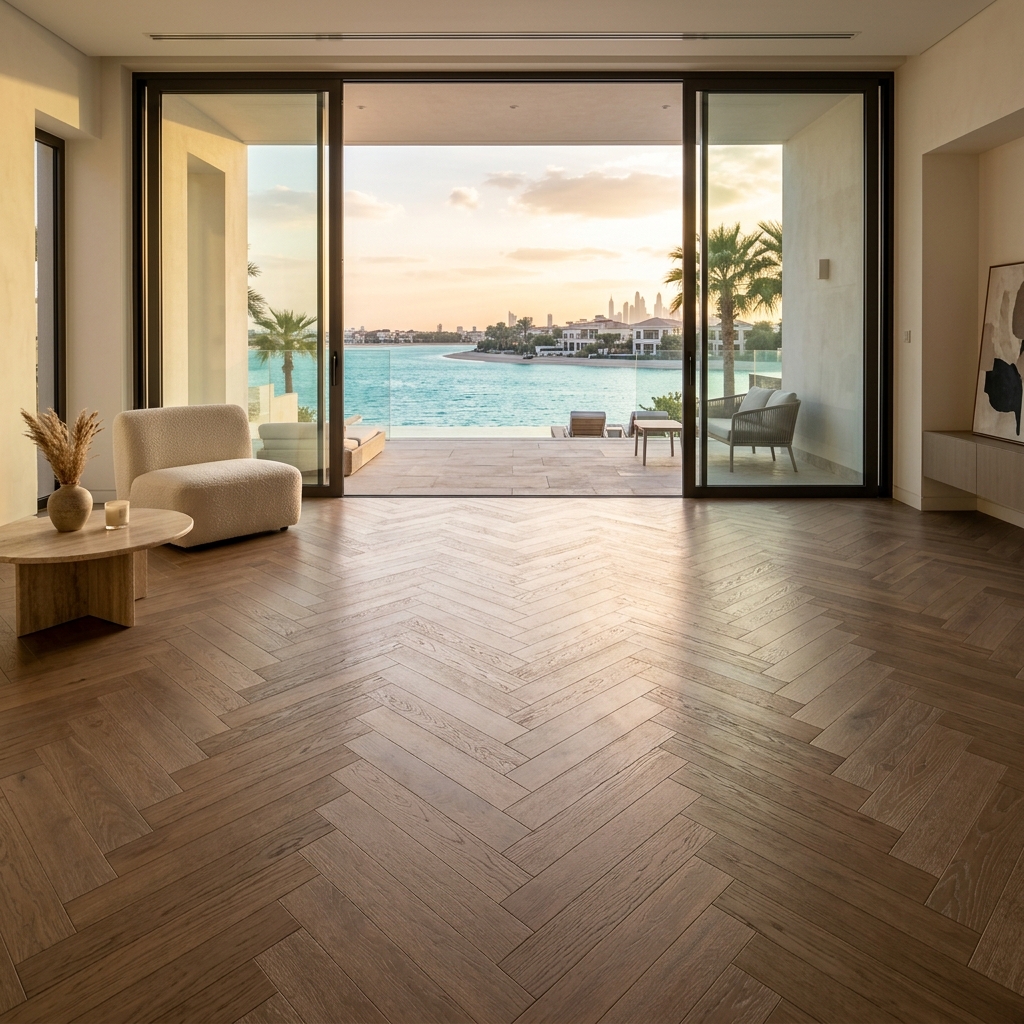 Mocha Greige Herringbone