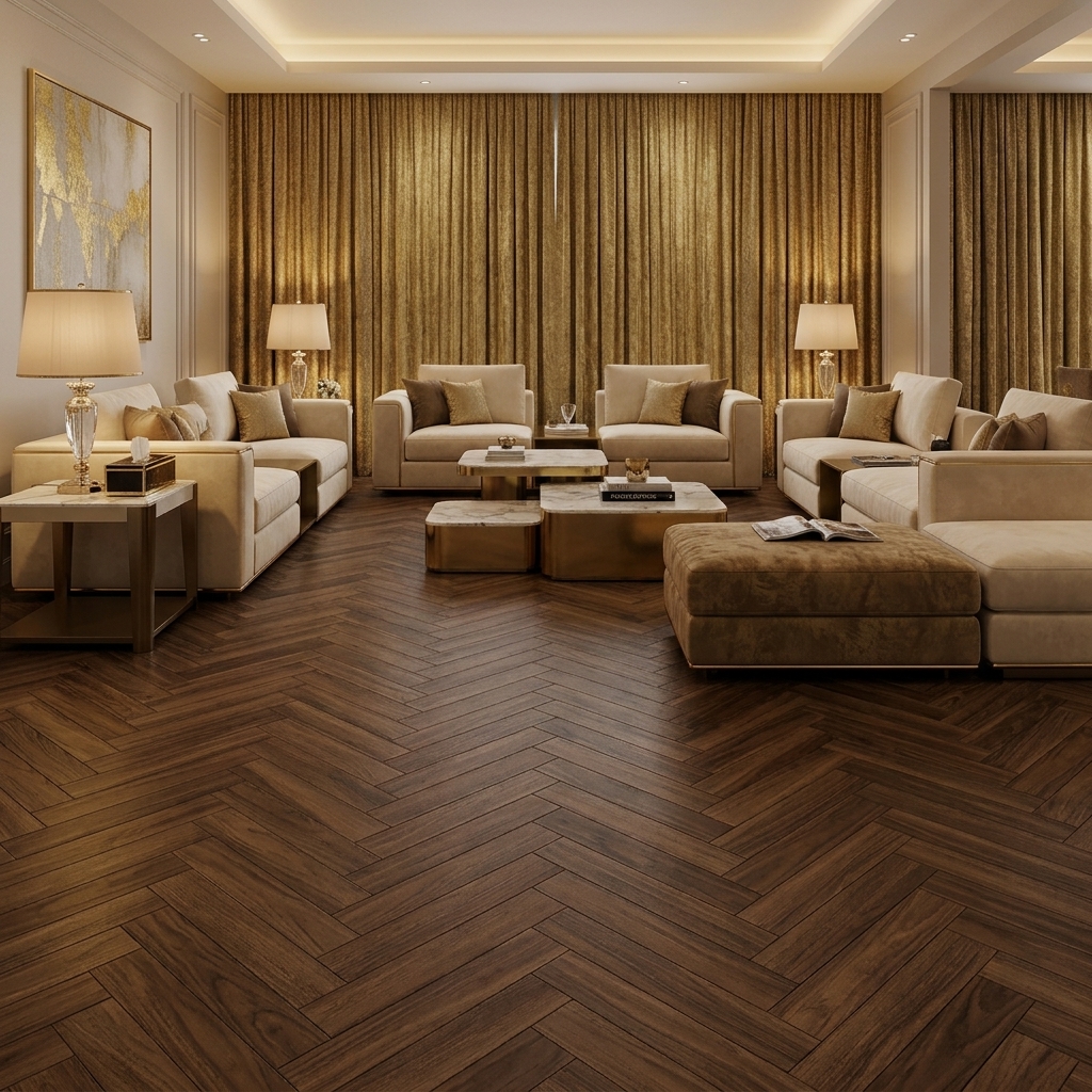 Dark Walnut Herringbone Tile