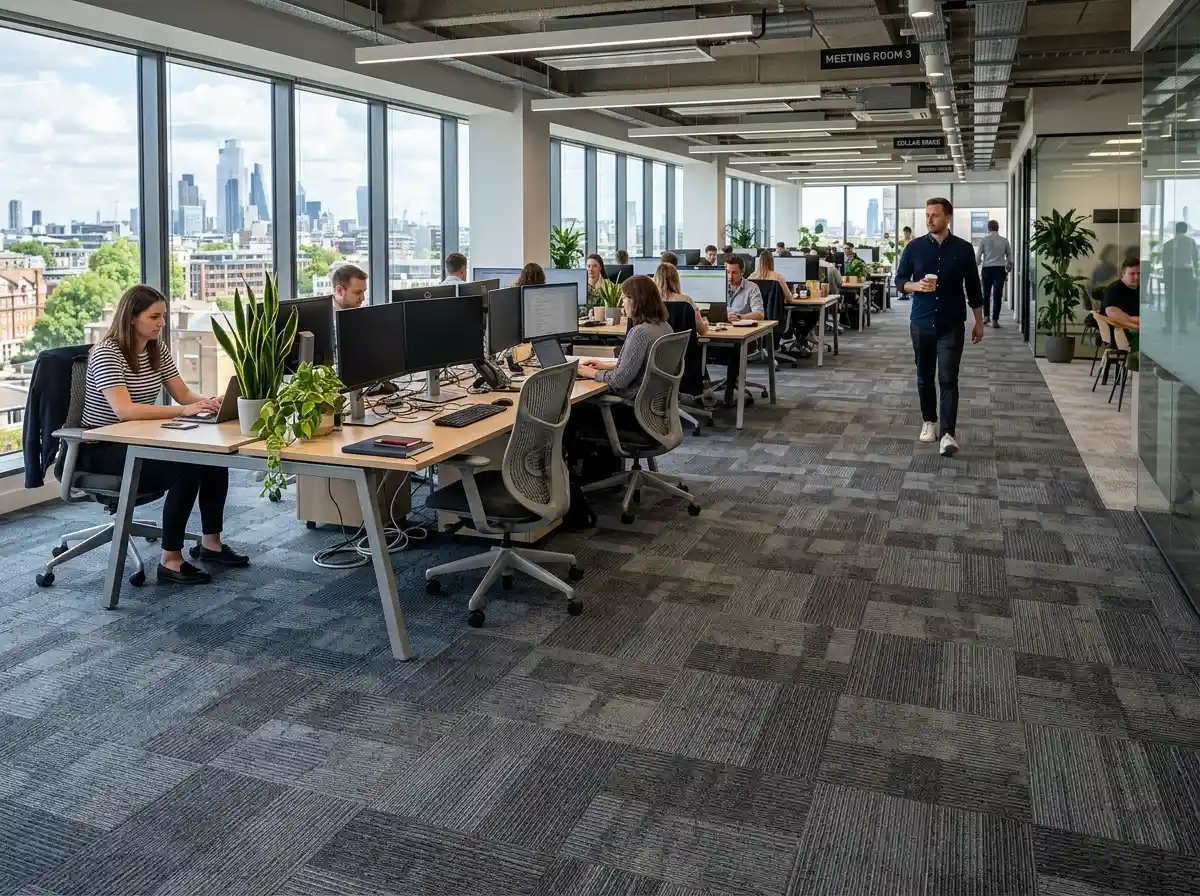 Office carpet tiles installed in a Dubai workspace