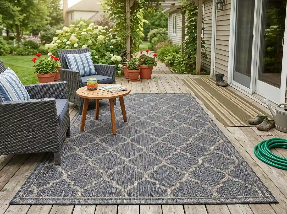 Outdoor PVC carpet with a durable, easy-clean surface