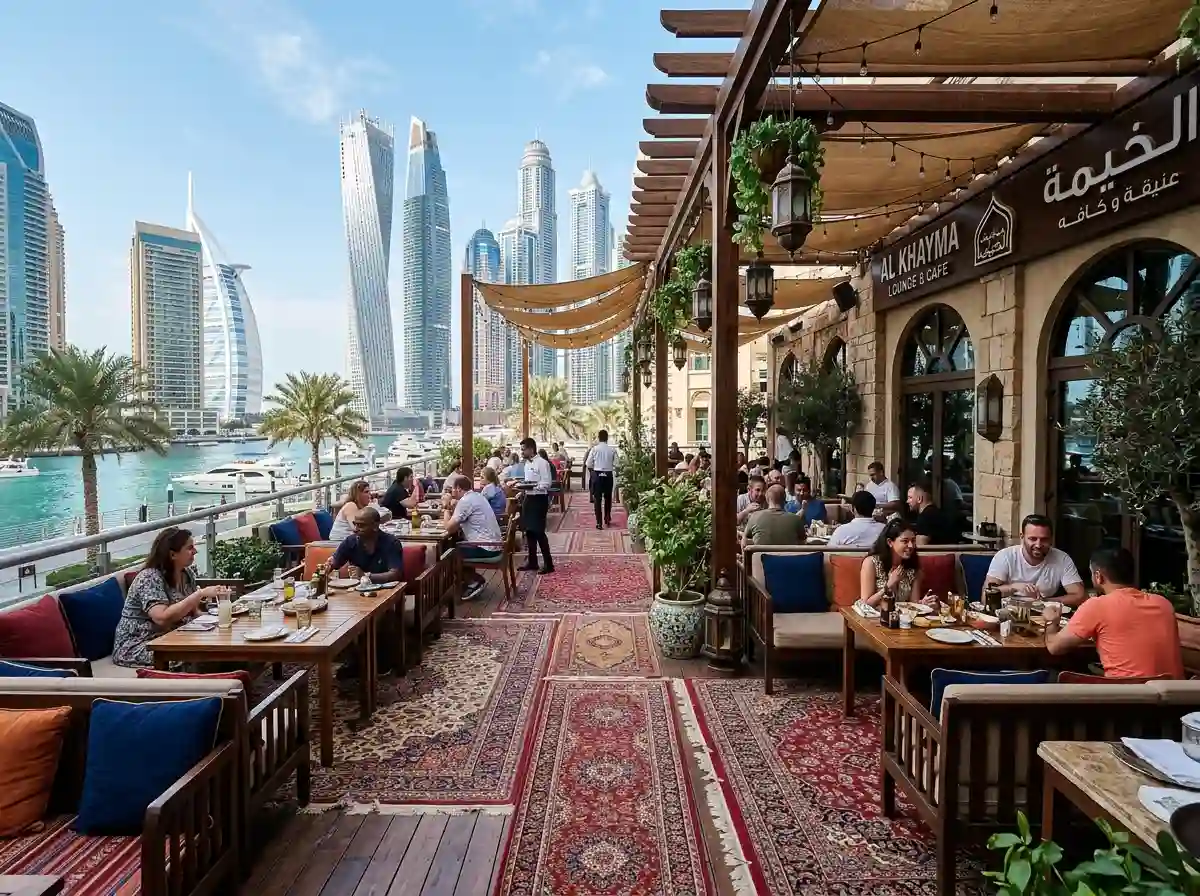 Outdoor carpet on a restaurant and café terrace in Dubai
