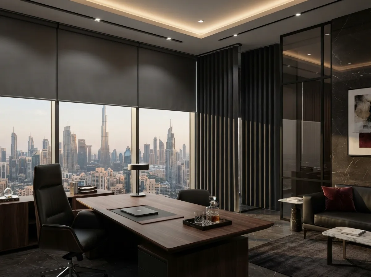 Roman blinds in a modern Dubai office