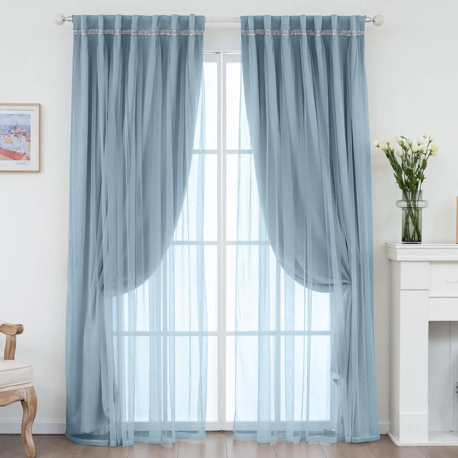 High Quality Sheer layerd Curtains Dubai