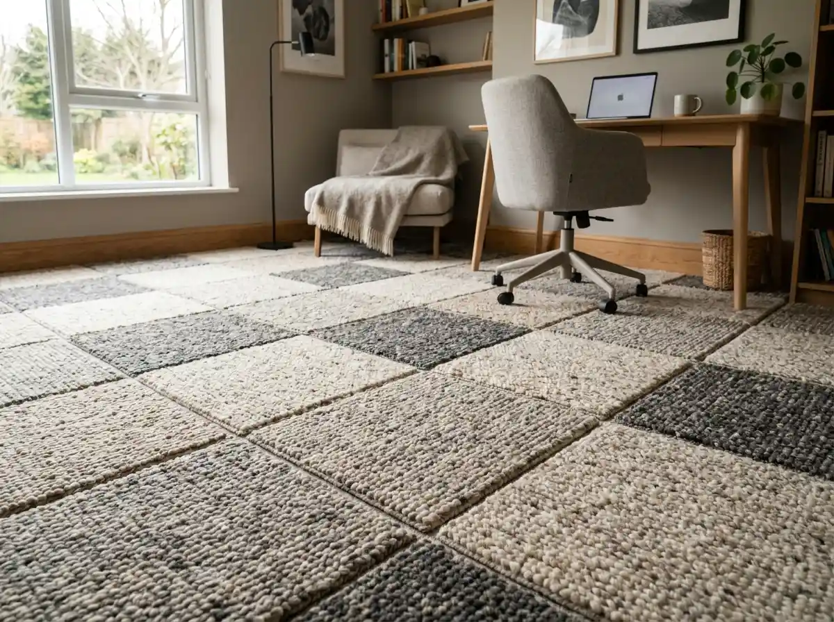 Wool carpet tiles with a soft natural look