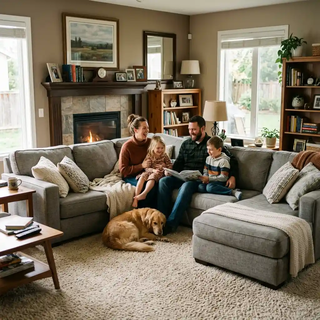 Soft family room carpet in a Dubai home