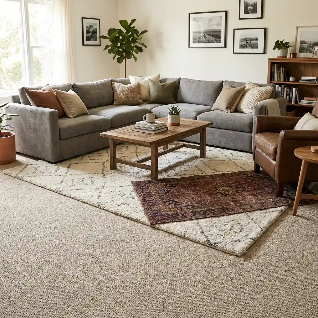 Soft neutral lounge carpet in a Dubai home