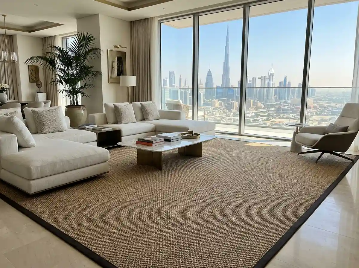 Natural sisal carpet in a Dubai interior
