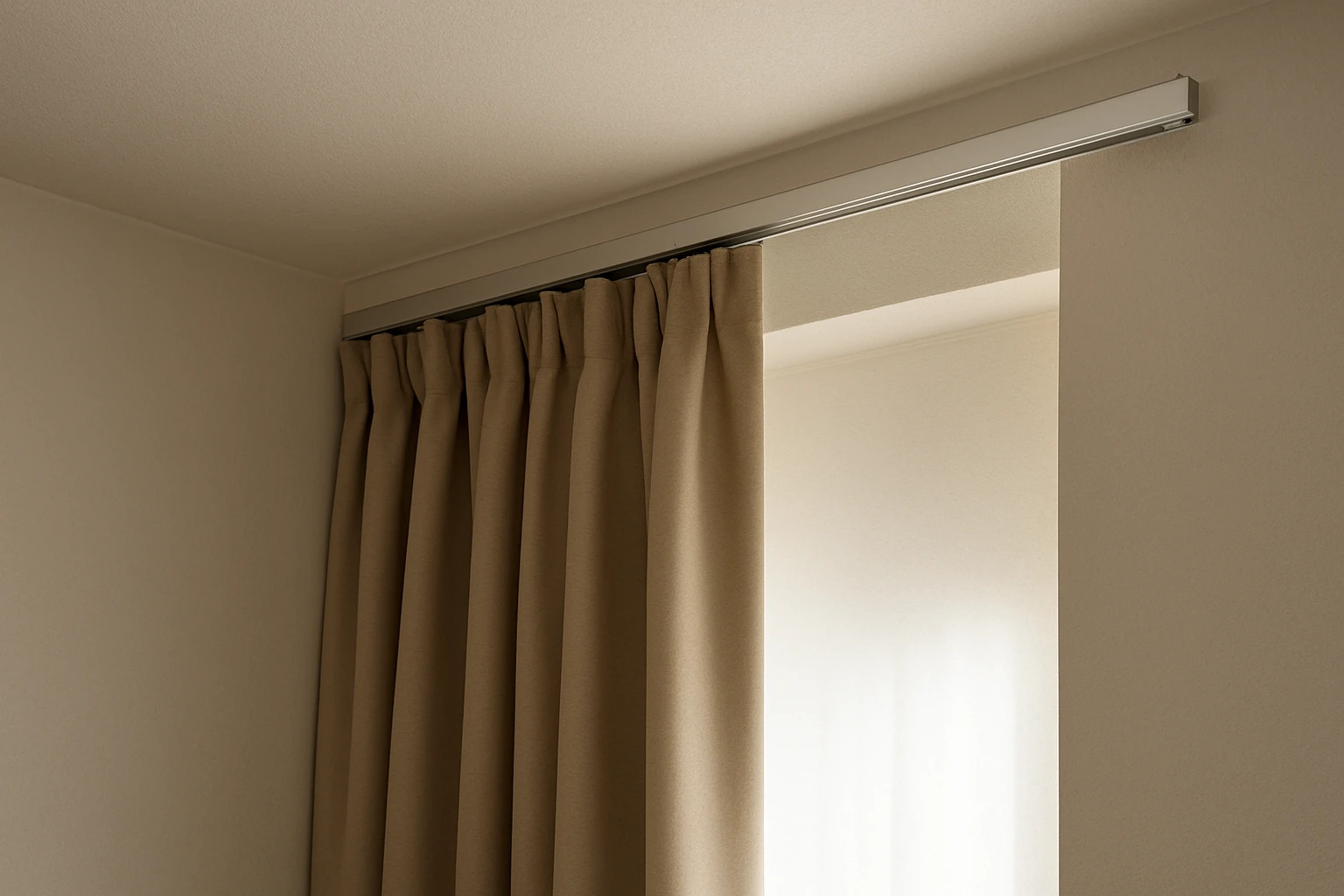 Blackout curtains leaking light through a side gap