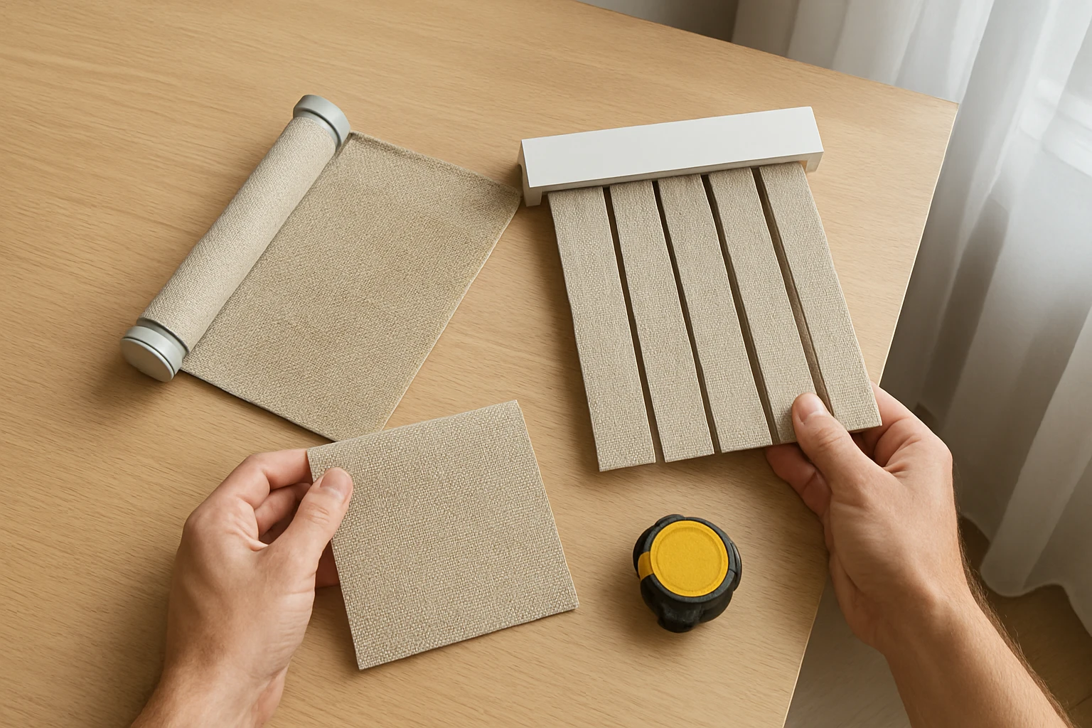 Roller and vertical blind samples for Dubai quotes