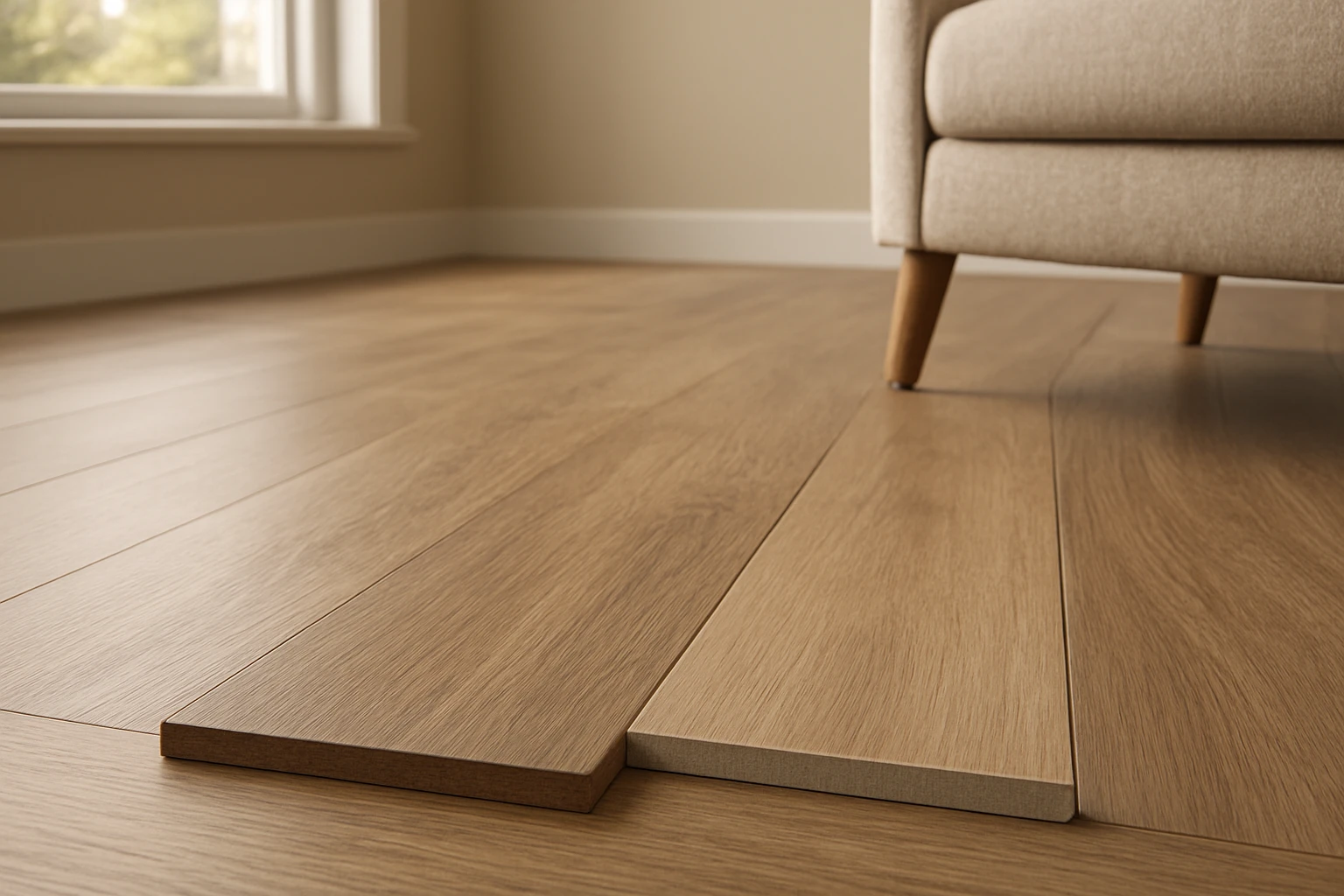 Vinyl and laminate flooring grain and edges